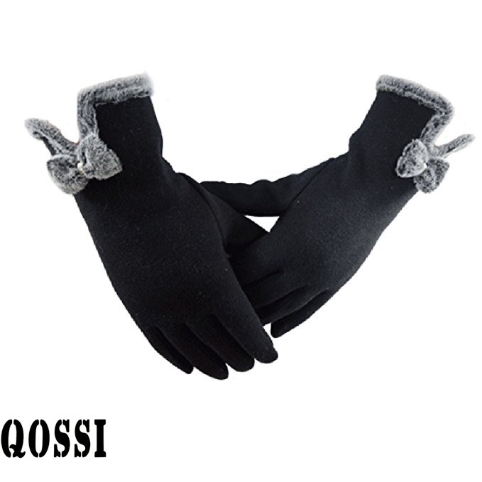 Qossi Women's Winter Screentouch Thick Warm Weather Gloves Mittens